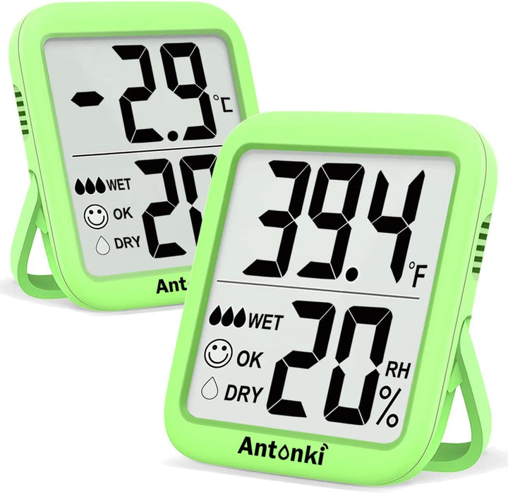 Antonki Room Thermometer Indoor Hygrometer, Humidity Gauge, Humidity Meter, Digital Temperature and Humidity Monitors for Home, Baby Room, Terrarium, Incubator, Greenhouse - 2 Pack