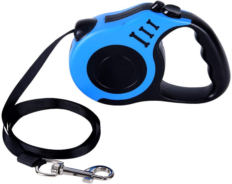 Retractable Dog Leash 16Ft Heavy Duty Pet Walking Leash with Anti-Slip Handle One-Hand Brake Blue