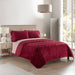 Dearfoams Burgundy Velvet Plush 7 Piece Quilt Bedding Set with Flannel Sheets, Full