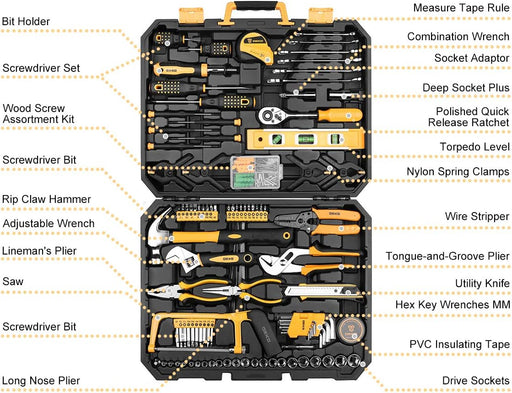 228 Piece Socket Wrench Auto Repair Tool Combination Package Mixed Tool Set Hand Tool Kit with Plastic Toolbox Storage Case