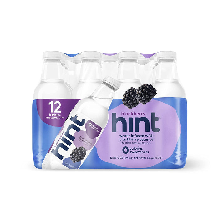 Hint Water Best Sellers Pack (Pack of 12), 16 Ounce Bottles, 3 Bottles Each Of: Watermelon, Blackberry, Cherry, and Pineapple, Zero Calories, Zero Sugar and Zero Sweeteners
