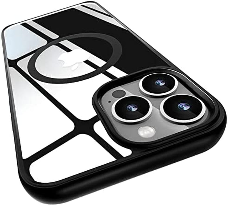 Magnetic Case for Iphone 14 Pro Max Case [Mil-Grade Drop Tested & Compatible with Magsafe] Translucent Matte Back with Aluminum Alloy Keys, Anti-Fingerprint Anti-Scratch 6.7 Inch, Black