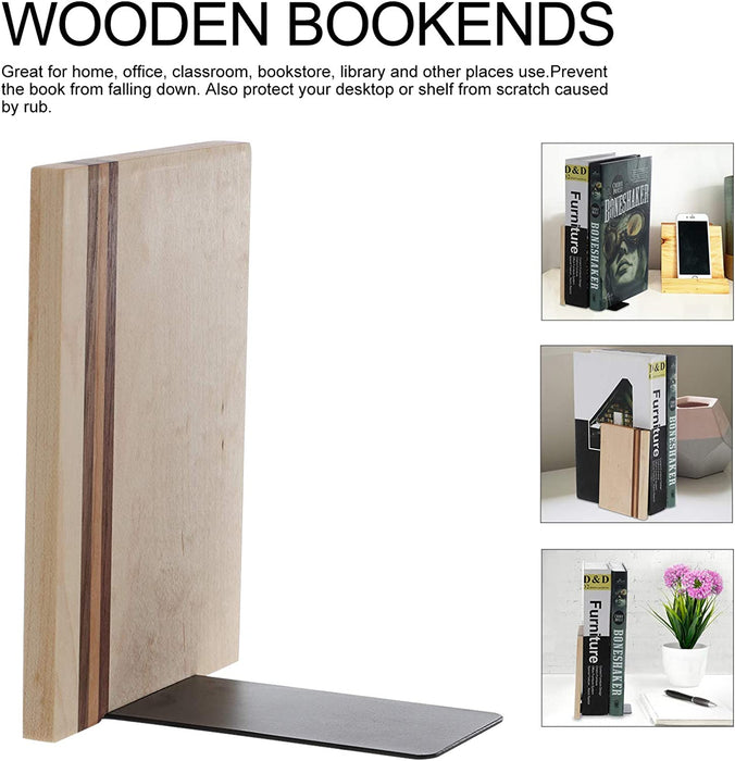 Office Decor Wood Bookends Wood Book Ends for Home Rustic Bookend Desktop Book Stopper Desktop Organizer for Home Office Office Bookshelf