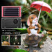 Solar Garden Statue Outdoor Decor, Rabbit Siting on Turtle Holding an Umbrella with String Lights, Easter Bunny Statue for Patio, Lawn, Yard Art Decoration, Housewarming Garden Gift