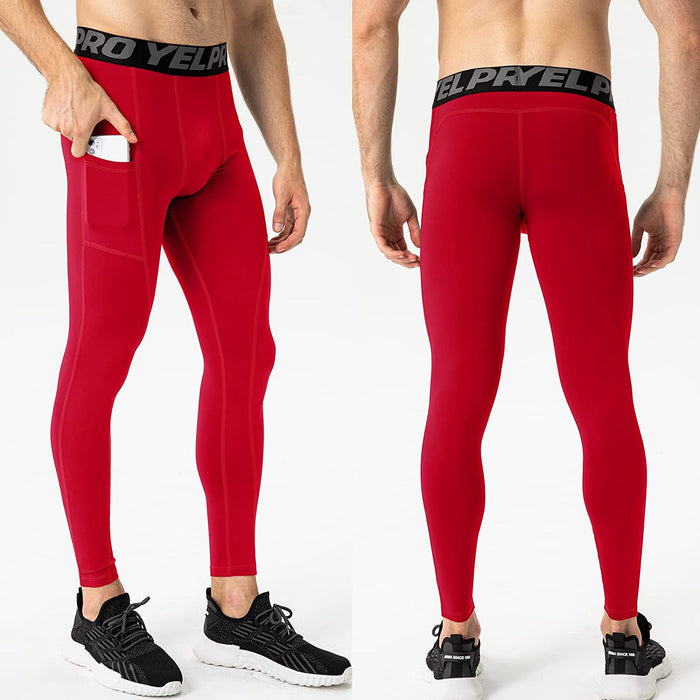 3 Pack Men'S Compression Pants Cool Dry Athletic Tights Sport Leggings with Pocket Baselayer for Running Football Yoga