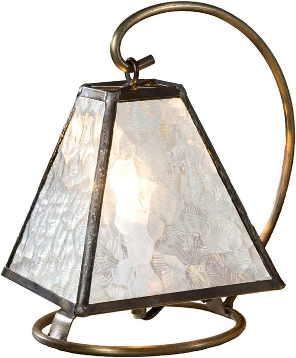 Small Lamp Tiffany Style Stained Glass Decorative Accent Night Light Table Top Mission Home Décor Bedroom, Bathroom, Nursery Clear J Devlin Lam 651