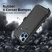 for Iphone 13 Pro Max/13 Pro/13/13 Mini Phone Case with Belt Clip Stand Shockproof Protective Case Hybrid Armor Cover, Black