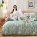 Queen Comforter Set Sage Green Comforter,3 PCS Bedding Sets Floral Comforter Set Plant Flowers Printed on Fluffy Comforter Set for All Season