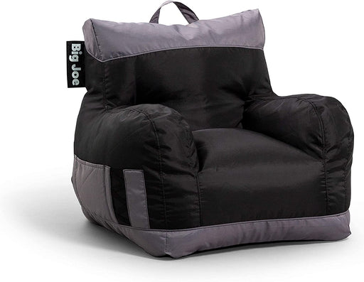 Dorm Bean Bag Chair with Drink Holder and Pocket, Two Tone Black Smartmax, Durable Polyester Nylon Blend, 3 Feet