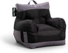 Dorm Bean Bag Chair with Drink Holder and Pocket, Two Tone Black Smartmax, Durable Polyester Nylon Blend, 3 Feet