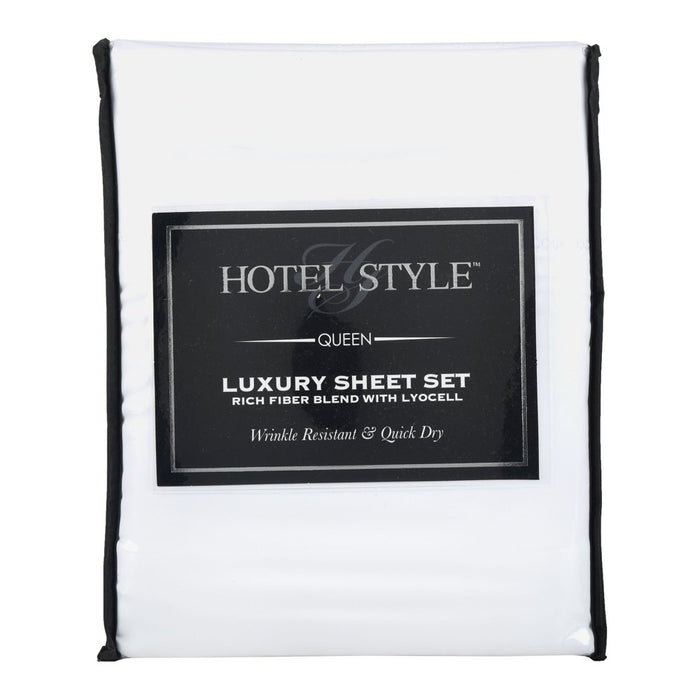 Hotel Style 500 Thread Count Tri-Blend with Lyocell Bed Sheet Set, Queen, Arctic White