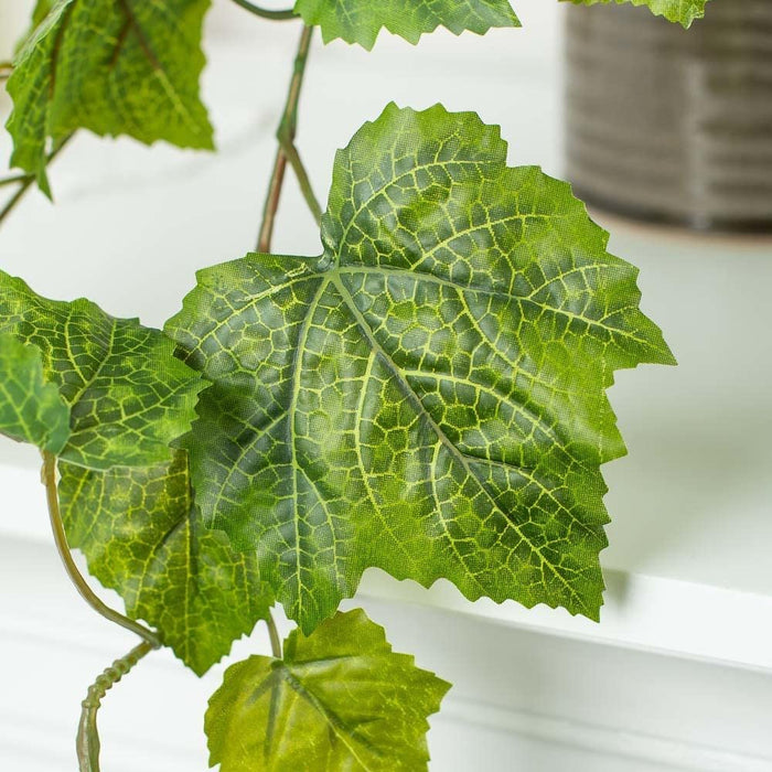Grape Leaf Cascading Artificial Ivy Vine Bush Greenery - Indoor/Outdoor Tuscany Vineyard Winery Hanging Grape Leaves Plant for Home Porch or Patio Decor (39" L)