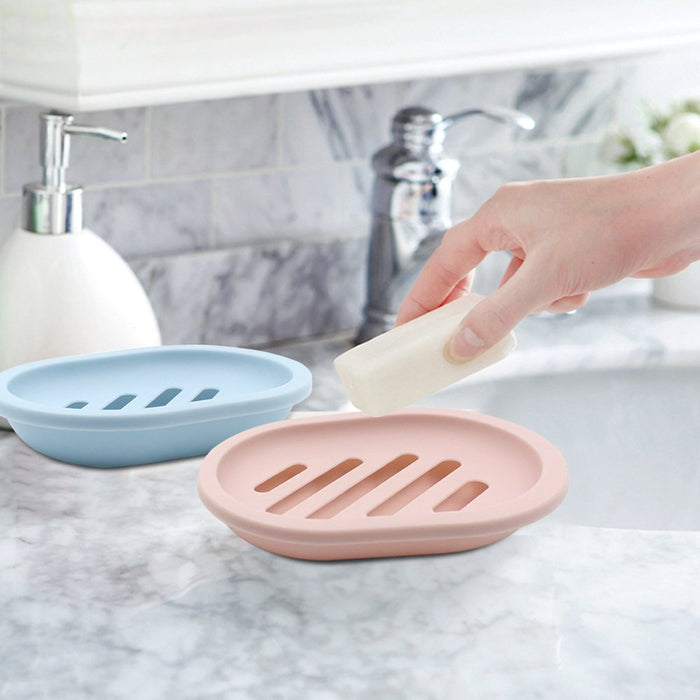2Pcs Soap Dish for Shower Soap Box, Soap Saver Case Holder with Drain for Bathroom Counter, Shower, Kitchen, Keep Soap Dry and Clean, BLUE