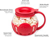 Patented Micro-Pop Microwave Popcorn Popper with Temperature Safe Glass, 3-In-1 Lid Measures Kernels and Melts Butter, Made without BPA, Dishwasher Safe, 1.5-Quart, Red