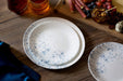 Vitrelle 18-Piece Service for 6 Dinnerware Set, Triple Layer Glass and Chip Resistant, Lightweight round Plates and Bowls Set, Indigo Speckle