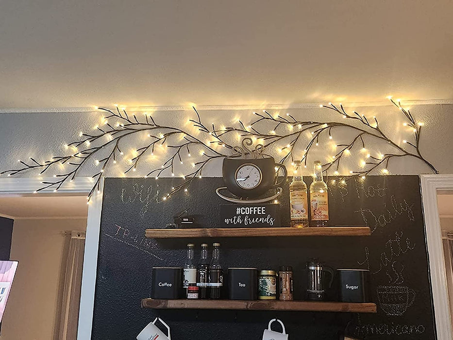 Vines for Bedroom Birch Fall Garland, 6FT 18 Branches 144LED, 8 Modes Artificial Plants Lighted Willow Vine with Remote Control, Wall Decor for Room Decor, Wall Lights