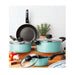 Mainstays 7 Piece Non-Stick Cookware Set Aluminum Mint, Dishwasher Safe