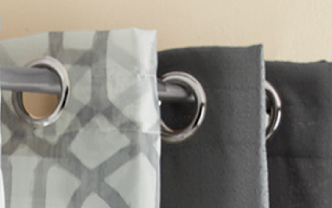 Mainstays Kingswood 4 Piece Curtain Set, 27.5X84, Grey Flannel