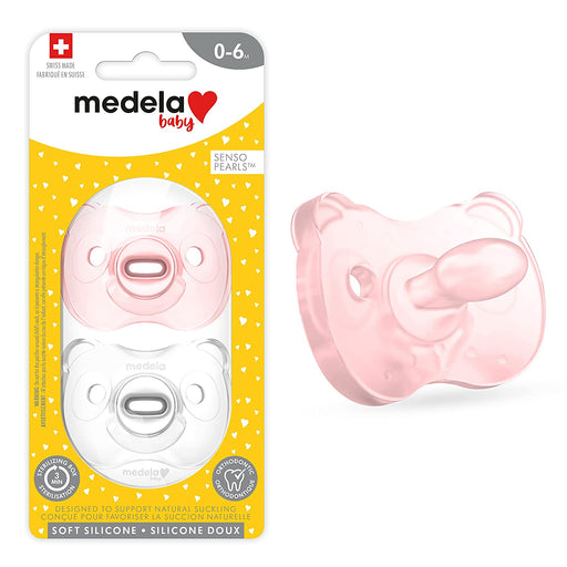 Baby Pacifier | 0-6 Months | Includes Sterilizing Case | 2-Pack | Soft Silicone | Bpa-Free | Supports Natural Suckling | Pink and Clear