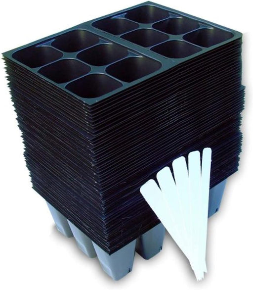 Seedling Starter Trays, 720 Cells: (120 Trays; 6-Cells per Tray), plus 5 Plant Labels