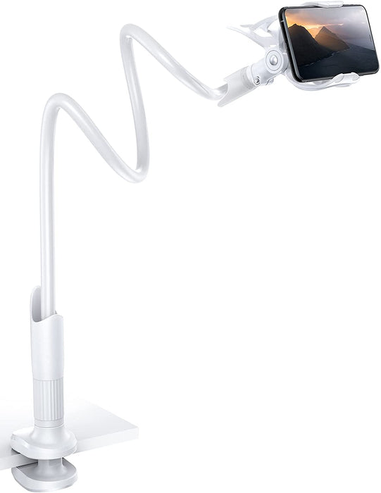 Phone Holder Bed Gooseneck Mount - Cell Phone Clamp Clip for Desk, Flexible Lazy Long Arm Headboard Bedside, Overhead Mount Stand, Compatible with Iphone 14 plus / Pro Max XR X 8 7 6 Plus