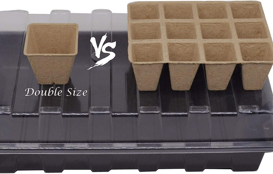 Seed Starter Kit with 100 Peat Pots for Seedlings Seed Starter Tray Plastic Growing Trays 20 Plant Labels Outdoor or Indoor Herb Garden Nursery