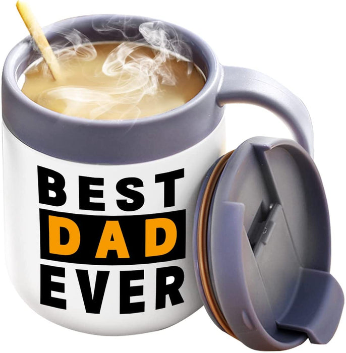 Dad Mug,Gift for Dad and Men, Best Dad Ever Mug, Insulated Travel Tea Mug with Handle and Lid, Dad Mug for Birthday Christmas Fathers Gifts Day from Wife Daughter Son.