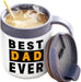Dad Mug,Gift for Dad and Men, Best Dad Ever Mug, Insulated Travel Tea Mug with Handle and Lid, Dad Mug for Birthday Christmas Fathers Gifts Day from Wife Daughter Son.