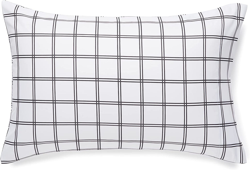 7-Piece Lightweight Microfiber Bed-In-A-Bag Comforter Bedding Set - Full/Queen, Black and Blue Buffalo Plaid