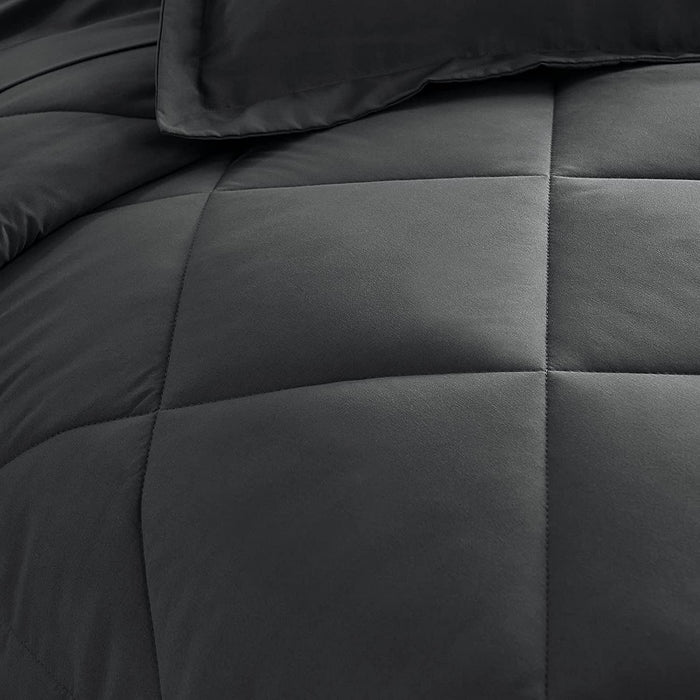 Queen Bed in a Bag 7-Pieces Comforter Sets with Comforter and Sheets Dark Grey All Season Bedding Sets with Comforter, Pillow Shams, Flat Sheet, Fitted Sheet and Pillowcases