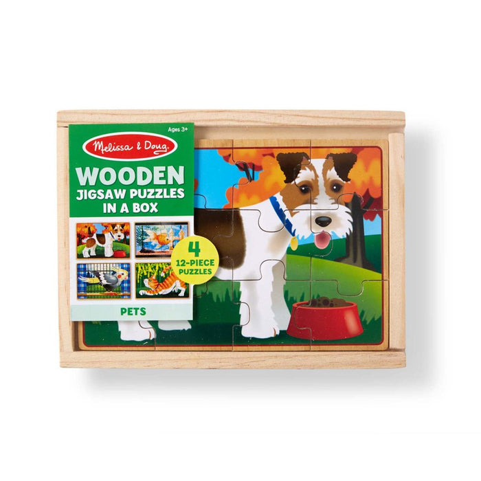 Pets 4-In-1 Wooden Jigsaw Puzzles in a Storage Box (48 Pcs) | Fsc-Certified Materials