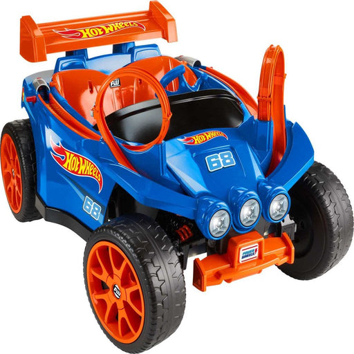 Power Wheels Hot Wheels Racer 12V Ride on and Playset with 5 Hot Wheels Die-Cast Vehicles