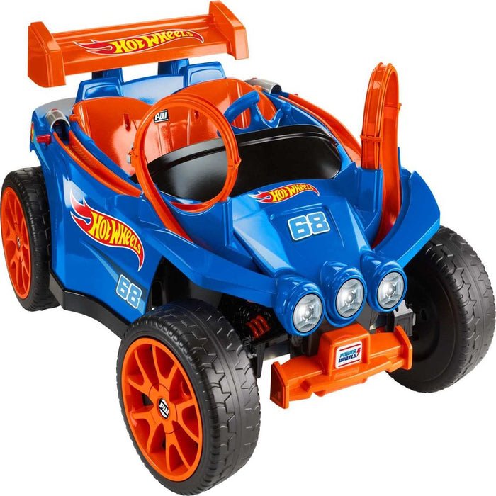 Power Wheels Hot Wheels Racer 12V Ride on and Playset with 5 Hot Wheels Die-Cast Vehicles
