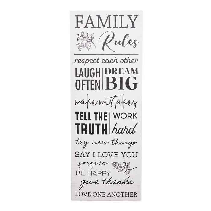 Family Rules Canvas Wall Decor 9" X 24"