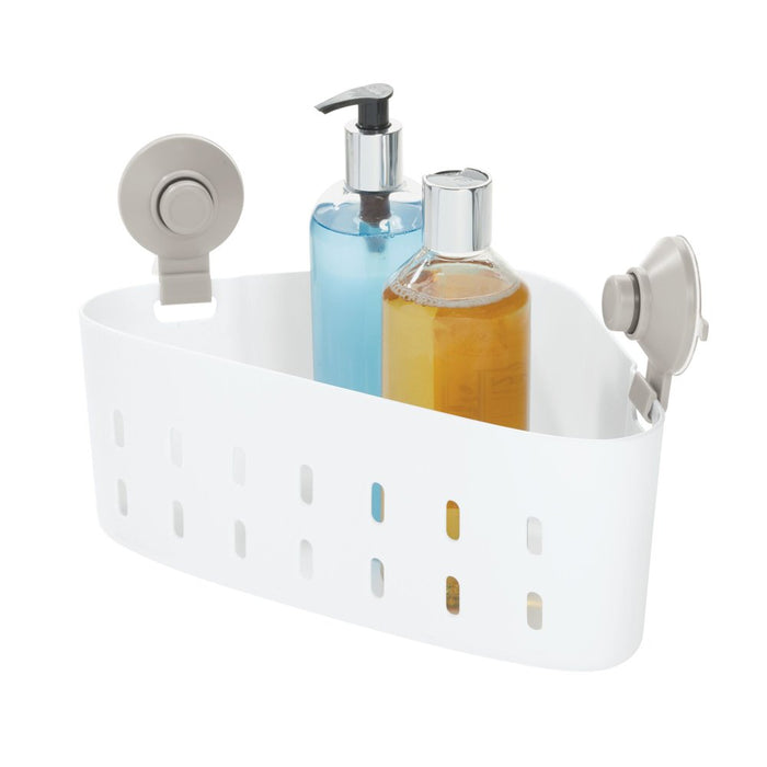 Your Zone White Plastic Suction Corner Shower Organizer, 12.15" X 7.25" X 4.5", 1 Shelf
