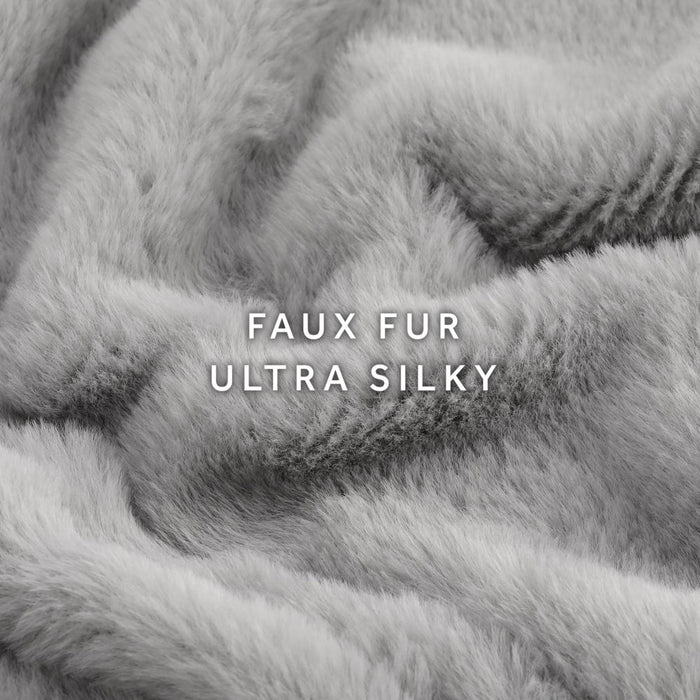 Sunbeam Grey Faux Fur Heated Throw