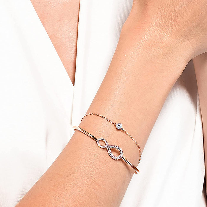 Infinity Twist Jewelry Collection, Bracelets & Necklaces, Rhodium & Rose Gold Tone Finish, Clear Crystals