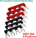 Terminal Block and Strip - 12Pcs (6 Sets) 4 Positions Dual Row 600V 25A Screw Terminal Strip Blocks with Cover + 400V 25A 4 Positions Pre-Insulated Terminals Barrier Strip Black & Red