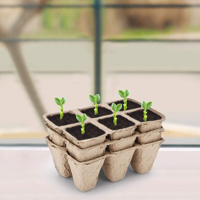 72 Cells Peat Pots Seed Starter Trays, 12 Packs Biodegradable Seedling Pots Germination Trays, Organic Plant Starter Kit with 15 Pcs Plant Labels