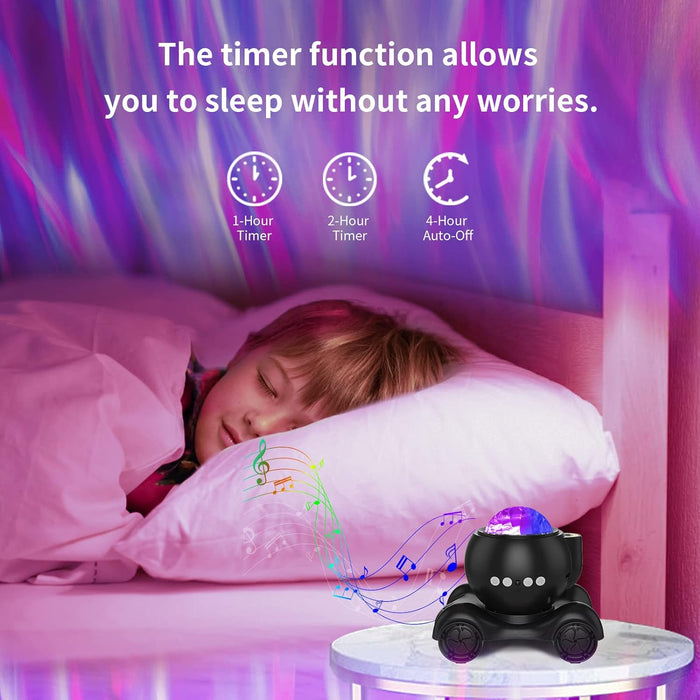 Aurora Projector, for Galaxy in Bedroom with Built-In Bluetooth Speaker, Night Light Projector for Kids Adult, Star Projector for Ceiling/Party/Gift (Black)