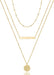 Dainty Layered Choker Necklace, Handmade 14K Gold Plated Y Pendant Necklace Multilayer Bar Disc Necklace Adjustable Layering Choker Necklaces for Women
