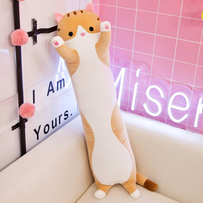 130Cm Cute Soft Long Cat Plush Toys Office Nap Stuffed Animal Pillow Home Comfort Cushion Christmas Gift Doll for Kids Girl