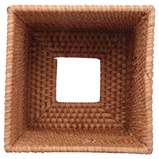Square Rattan Tissue Box Cover, Hand Woven Wicker Tissue Holder, 5.7 X 5.7 X 5.7 Inches, Wood Color