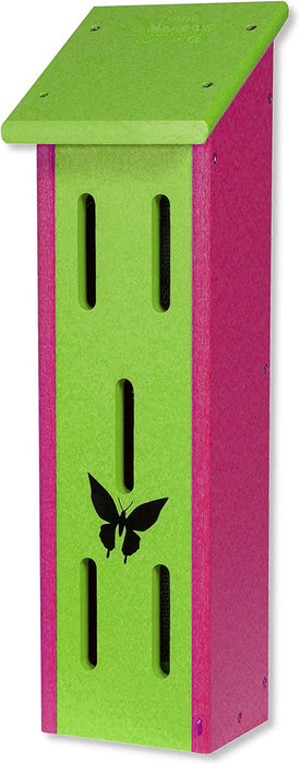 Colorful Poly Butterfly House Post or Wall Mount (Large, Pink & Lime Green)