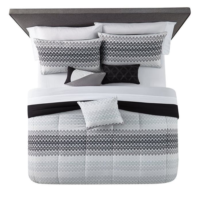 Mainstays Black and White Geo 10 Piece Bed in a Bag with 3 Dec Pillows, Queen