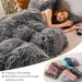 3 Piece Faux Fur Duvet Cover Set, Luxury Long Plush Fuzzy Comforter Cover Set, Ultra Soft Velvet Furry Bedding Set with 2 Pillow Covers, Zipper Closure, Queen Size, Black Ombre
