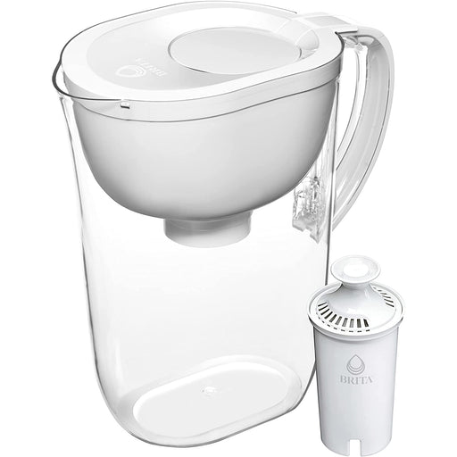 Large 10-Cup Water Filter Pitcher with 1 Standard Filter, Made without BPA, White (Design May Vary)