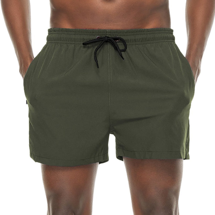 Mens 5 Inch Swim Trunks Stretch Quick Dry Swim Shorts with Zipper Pockets Armygreen 32