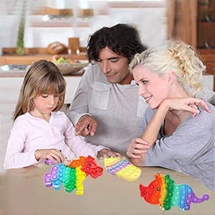 Fidgets Bubble Toys Packs, Pop Push Bubble Popper Fidget Toys Sensory Ice Cream Toys Set It with Lanyard, Silicone Anxiety Stress Relief Toys for Autism Special Needs Child Older (Ice Cream)