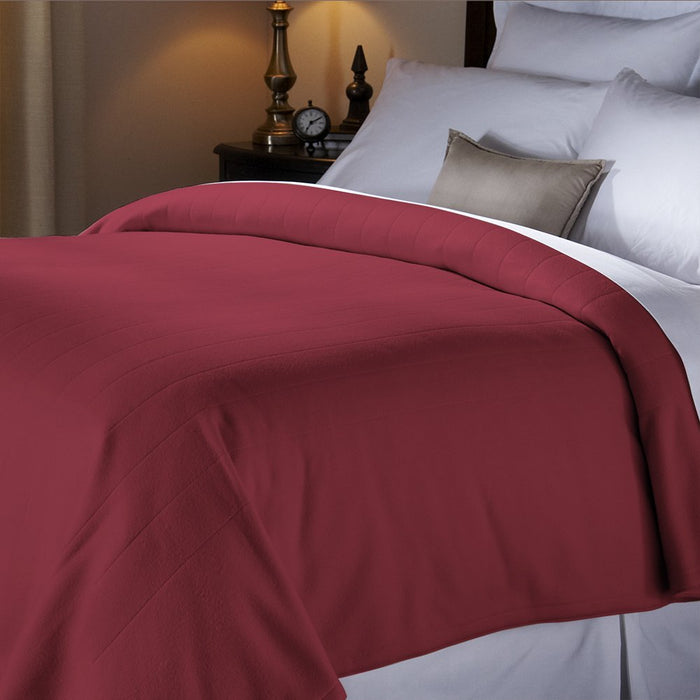Sunbeam Heated Electric Fleece Blanket with 5 Heat Settings, Queen, Garnet